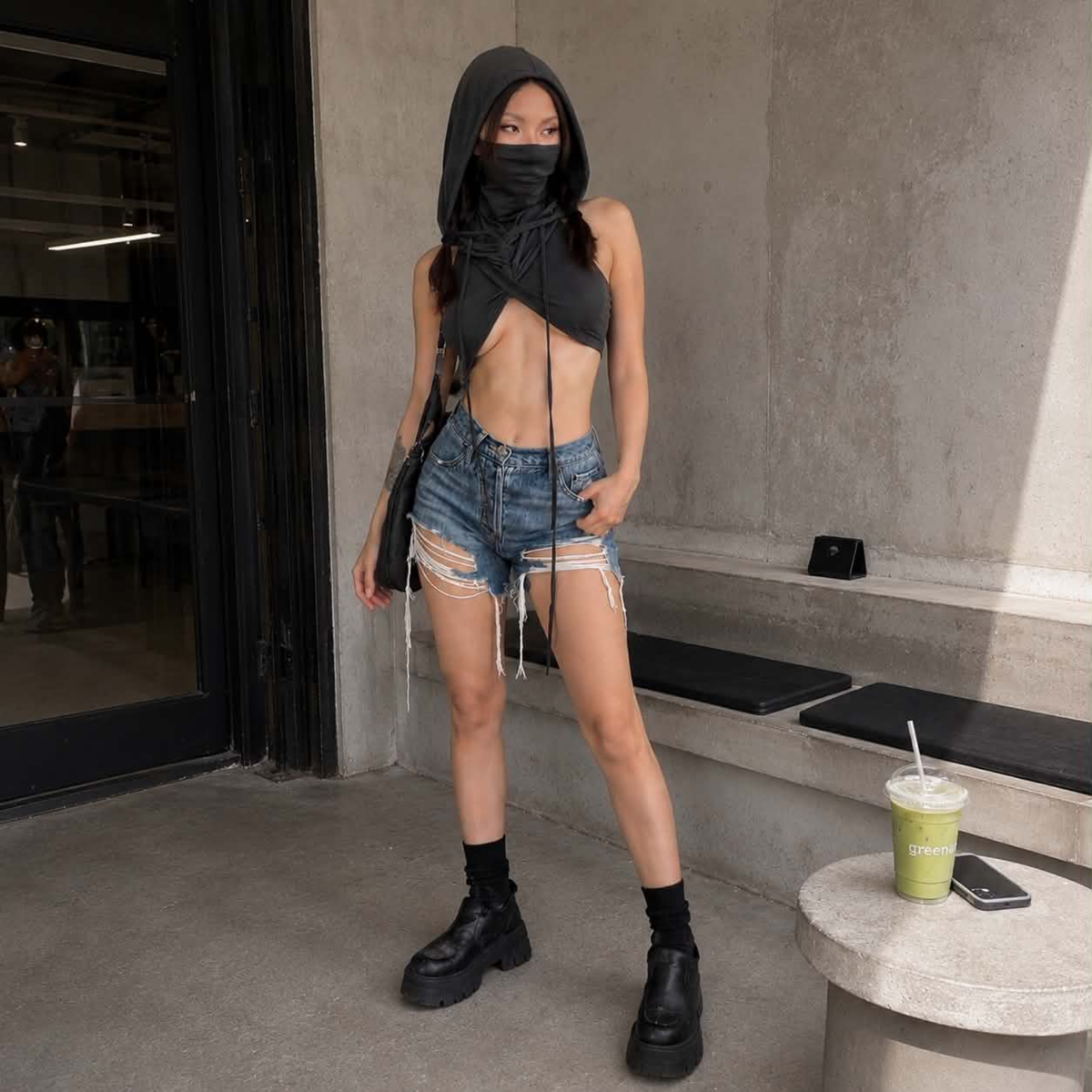 Sylcue Mysterious Grey Hooded Vest – Sexy High Street Fashion Sleeveless Top for Summer Travel and Personality Driven All-Match Casual Women’S Wear