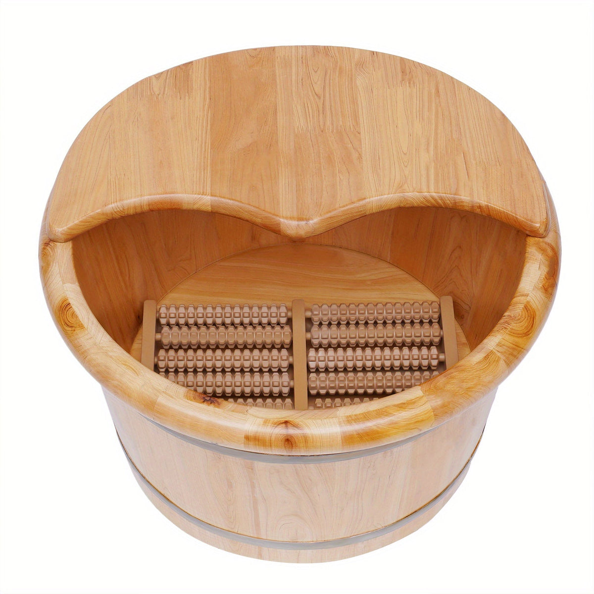 Premium Cedar Wood Foot Bath Bucket – Built-In Massage Roller & Heat Preservation for Ultimate Foot Soak Relaxation & Tension Relief