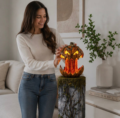 Halloween Talking Pumpkin Decoration – Sound-Activated Light-Up Pumpkin Head with Thrilling Effects for Haunted House Props and Party Cosplay Supplies