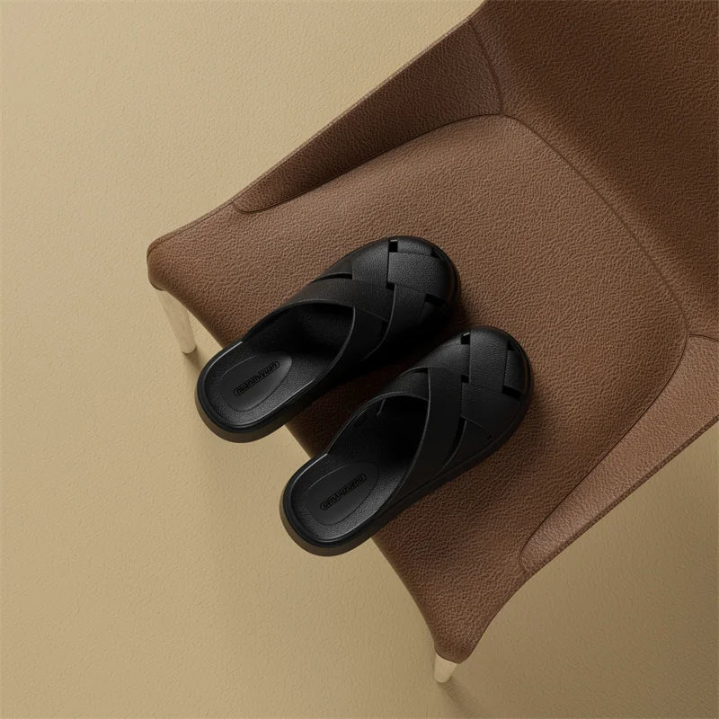 Unisex Closed-Toe EVA Slippers – Soft Anti-Slip Summer Sandals for Men & Women, Outdoor Baotou House Shoes for Home Comfort