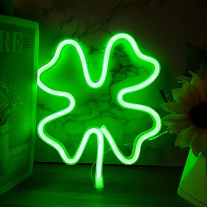 St. Patrick’s Day Green Neon Sign – USB/Battery Wall Light Clover Decor for Holiday Gifting, Parties, Offices & Bedrooms