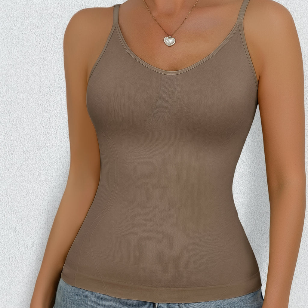 Women’s Shapewear Camisole – Waist Cinching Exposed Back Top for Daily Layering and Body Shaping