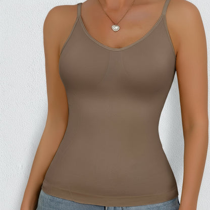 Women’s Shapewear Camisole – Waist Cinching Exposed Back Top for Daily Layering and Body Shaping