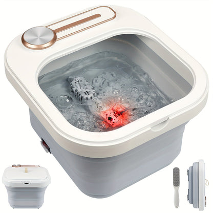 Collapsible Foot Spa with Heat, Bubbles & Massage — Folds Flat to Store, for Deep Relaxation and Soothing At-Home Soaks
