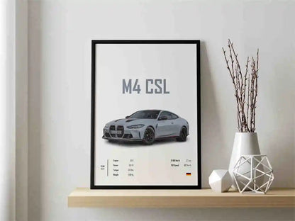 Retro German Supercar Poster Set – Pop Aesthetic Canvas Wall Art Featuring M8, M4, R8, RS6 for Garage or Home Decor