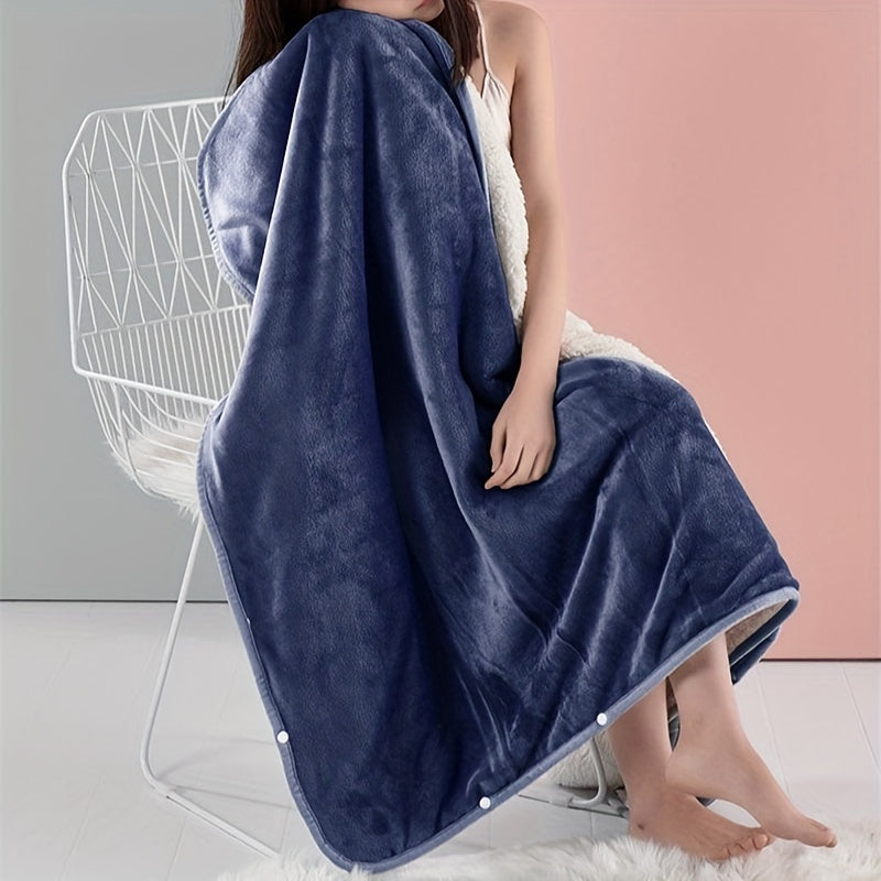 Wearable Double Flannel Sherpa Blanket – Multi-Functional Shawl Cover for Naps, Office & Air-Conditioned Spaces
