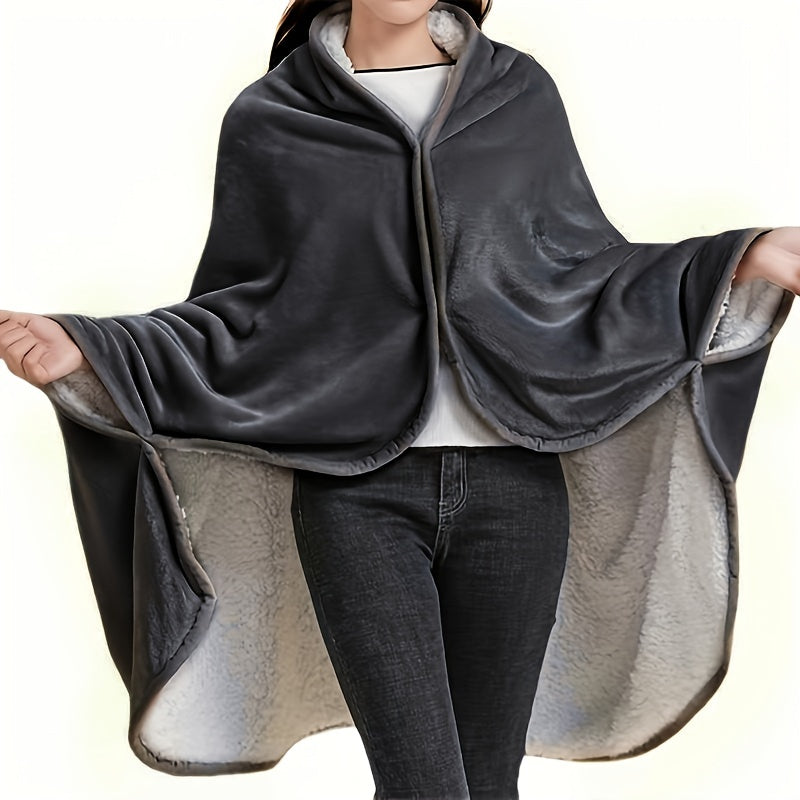 Wearable Double Flannel Sherpa Blanket – Multi-Functional Shawl Cover for Naps, Office & Air-Conditioned Spaces