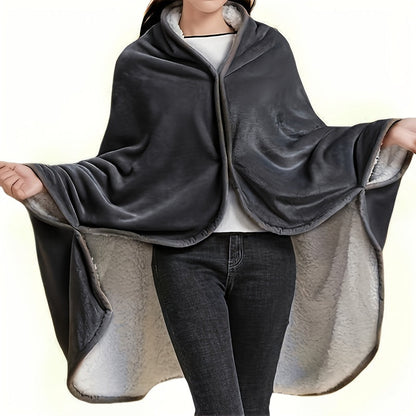 Wearable Double Flannel Sherpa Blanket – Multi-Functional Shawl Cover for Naps, Office & Air-Conditioned Spaces