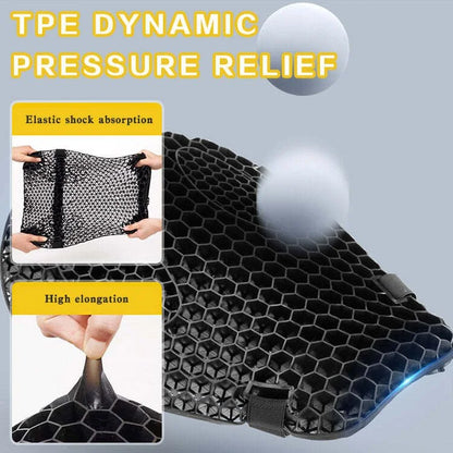 Motorcycle Seat Cushion — 3D TPE Honeycomb Pad with Two Adjustable Straps