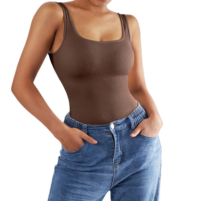 Sexy Ribbed Backless Bodysuit – Summer Sleeveless Romper with Streetwear Vibes, Perfect Shapewear for a Snatched Look