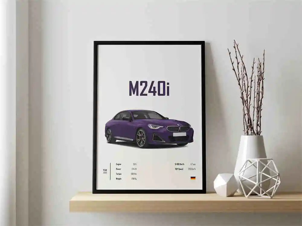 Retro German Supercar Poster Set – Pop Aesthetic Canvas Wall Art Featuring M8, M4, R8, RS6 for Garage or Home Decor