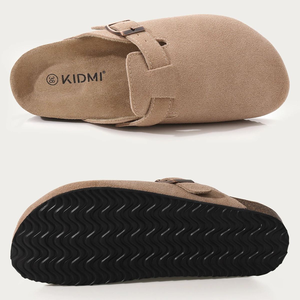 Comwarm Arch Support Suede Mules – Unisex Cork Sole Clogs for Home, Beach, Outdoor Comfort & Stylish Everyday Footwear