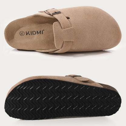 Comwarm Arch Support Suede Mules – Unisex Cork Sole Clogs for Home, Beach, Outdoor Comfort & Stylish Everyday Footwear