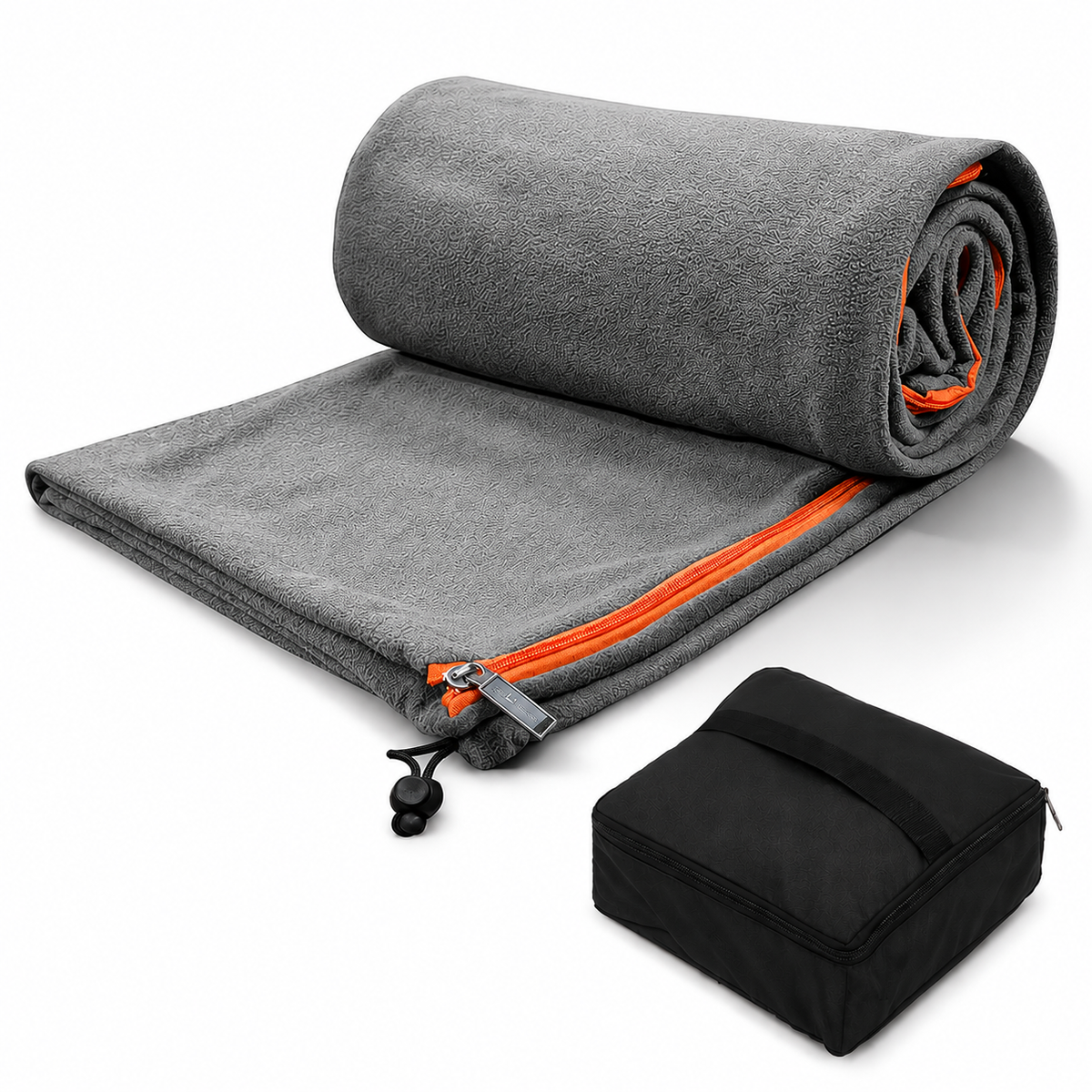 Fleece Sleeping Bag Liner – Soft Breathable Polar Fleece Travel Sleeping Sack with Drawcord Collar, Dual Zippers for Camping, Hiking and Backpacking
