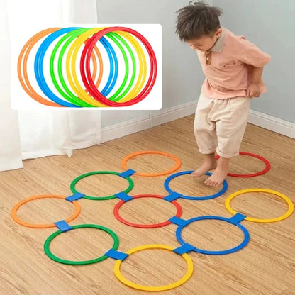 Lattice Jump Ring Game Set for Kids – 10 Hoops with Connectors for Outdoor Park Activities, Physical Training, and Fun Exercise Play