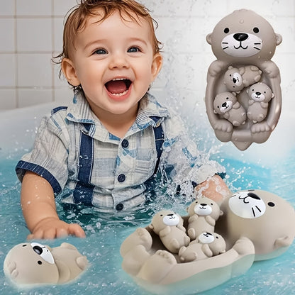 Floating Otter Animal Bath Toy Set for Kids – Educational and Fun Water Play for Swimming Pools and Bathtubs, Durable and Colorful
