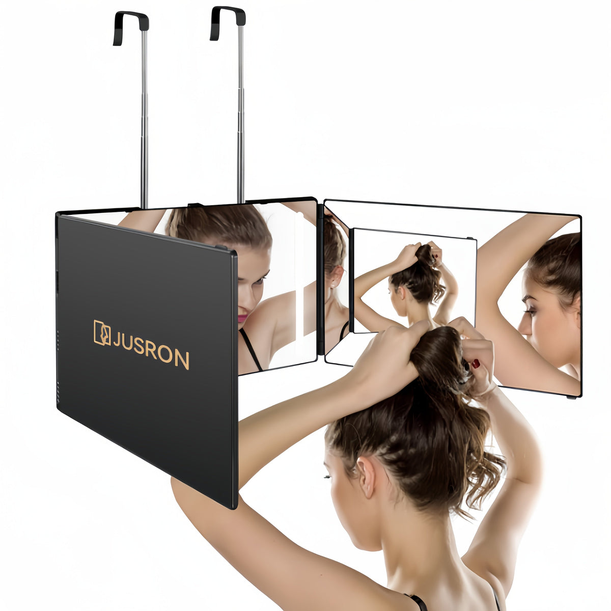 Self Haircut Mirror with LED – 360 View Anti-Fog, USB Rechargeable, Tri-Fold Mirror for Home Grooming, Salon, and Gift Ideas