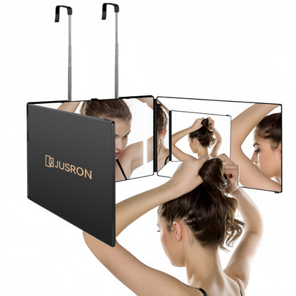 Self Haircut Mirror with LED – 360 View Anti-Fog, USB Rechargeable, Tri-Fold Mirror for Home Grooming, Salon, and Gift Ideas