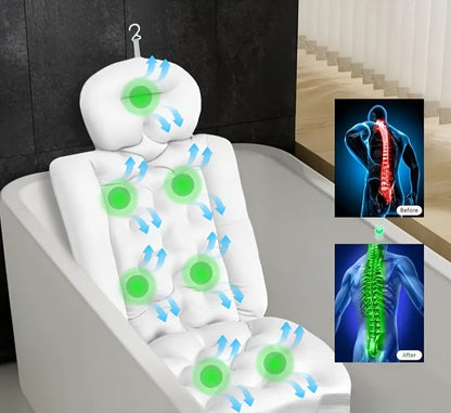Suction Cup Bath Pillow Mat – 96 Ergonomic Non-Slip Cushion for Head & Back Support, Spa-Like Comfort for Adults