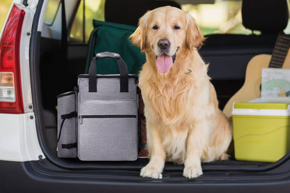 Large Dog Travel Bag Set – Pet Weekend Luggage with Food Container, Collapsible Bowls & Organizer Pockets for Camping, Trips & Overnight Adventures