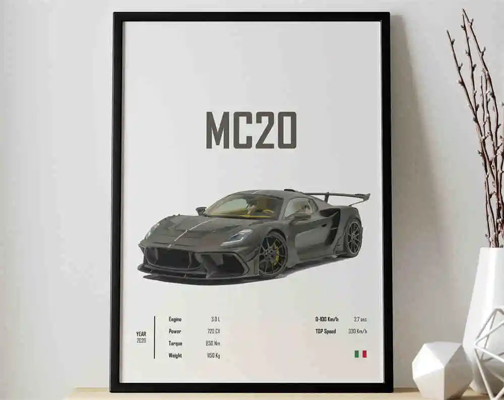Retro German Supercar Poster Set – Pop Aesthetic Canvas Wall Art Featuring M8, M4, R8, RS6 for Garage or Home Decor