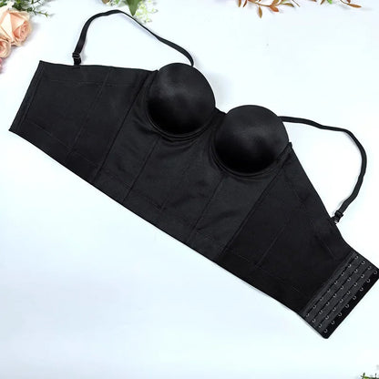 Strapless Backless Bodysuit – Sexy Slimming Crossbody Vest with Chest Wrap and Fishbone Support for Beautiful Silhouette Appeal
