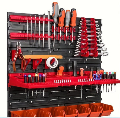Wall-Mounted Tool Rack Set – 49-Pieces Heavy-Duty Storage System with Screwdriver, Wrench, and Socket Holders for Garage Organization