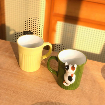 Cute Cat Ceramic Mug - Adorable Coffee Cup for Cat Lovers, Home Offices, Cafes and Unique Gift Giving
