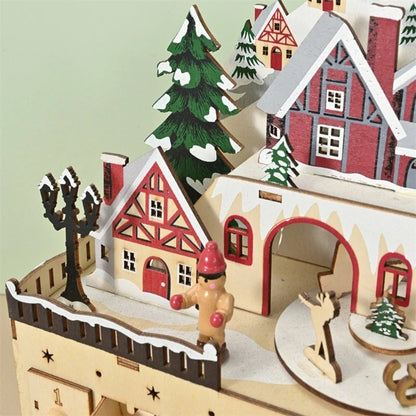 LED Countdown Christmas Tree & Reindeer Houses – Decorative Wooden Advent Calendar with Lights, Holiday Home Decoration for Christmas