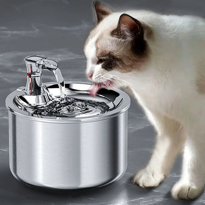 Stainless Steel Pet Water Fountain – 2L  Automatic Dispenser with Optional Sensor & Heater