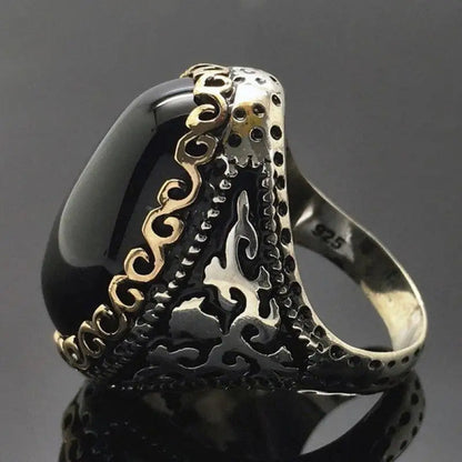 Obsidian S925 Silver Ring – Black Gemstone Jewelry for Men and Women, Symbolic, Elegant, and Perfect for Gifts or Occasions