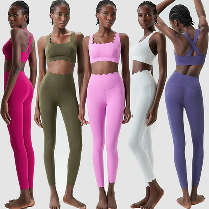 Women’s Solid Color Gym Yoga Set – Breathable Two-Piece Yoga Suit with Stretch Slim Fit Design for Ultimate Comfort and Flexibility