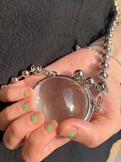 Transparent Acrylic Chain Shoulder Bag – Cute Designer Crossbody Ball Bag for Lipstick, Events, and Fashion Statements
