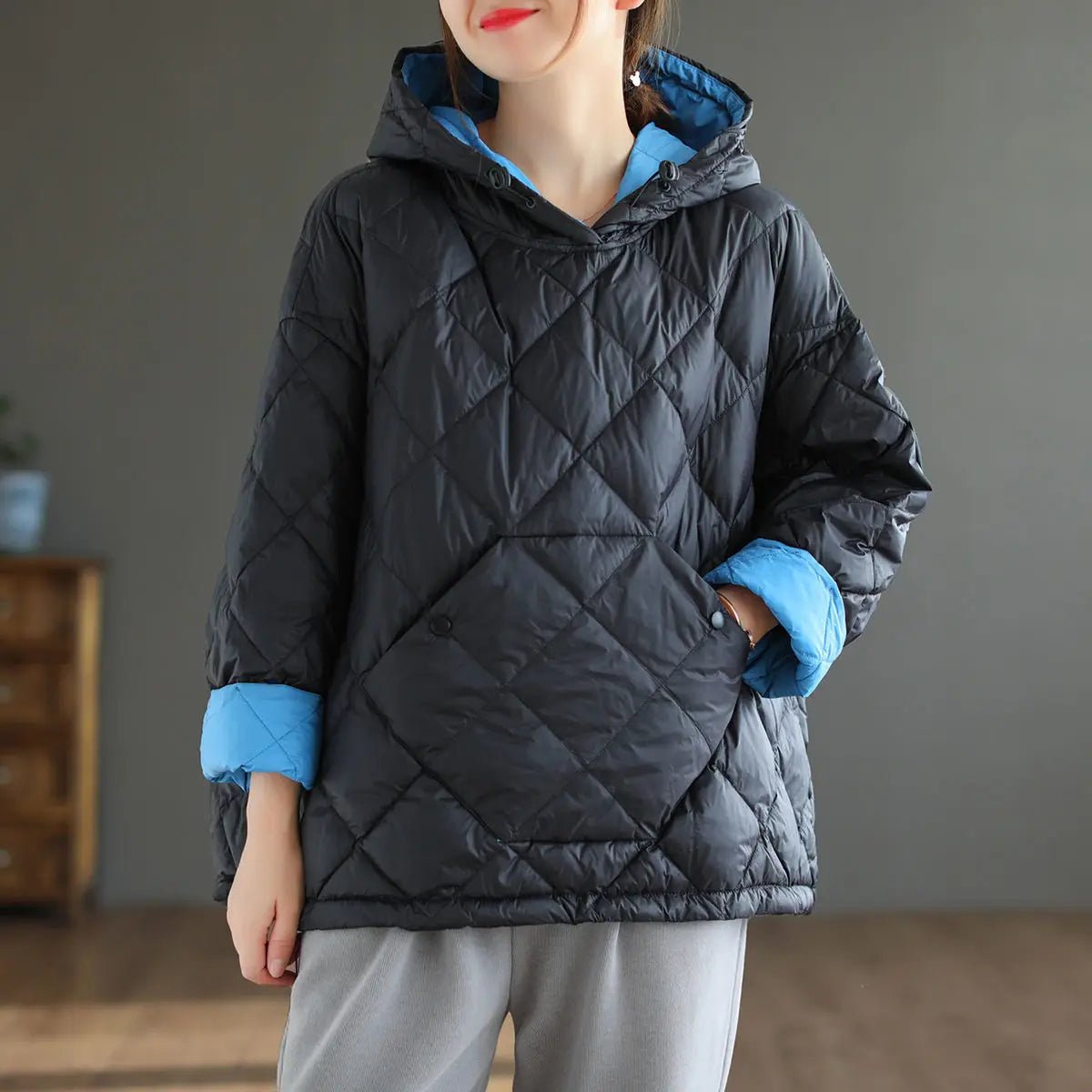 Women Winter Cotton Jacket - Korean Style Loose Fit Hooded Coat, Warm Casual Outerwear for Autumn Winter Street Fashion