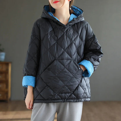 Women Winter Cotton Jacket - Korean Style Loose Fit Hooded Coat, Warm Casual Outerwear for Autumn Winter Street Fashion