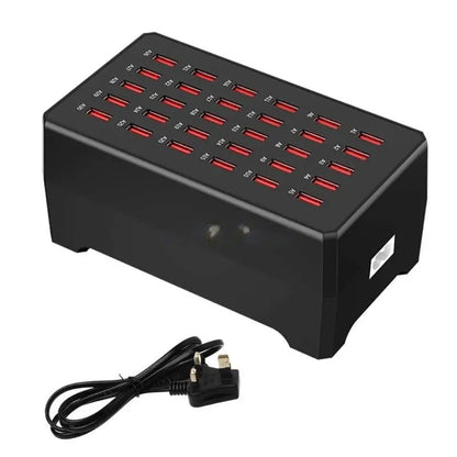 Multi-Device USB Charging Station – 150W 30-Port Desktop Power Hub for Phones, Tablets and Electronics Fast Charging