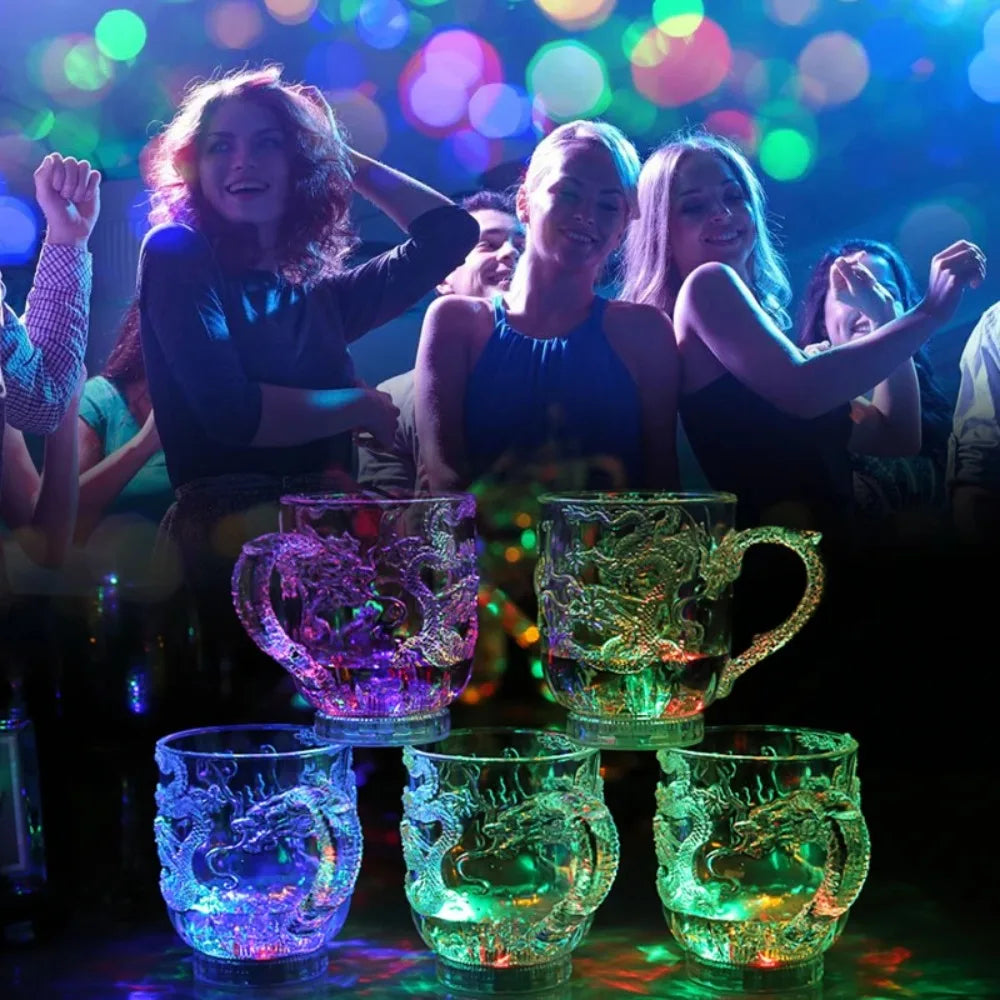 LED Color-Changing Luminous Dragon Mug – Water-Activated Light-Up Cup for Beer, Tea, Whisky, and Party Magic