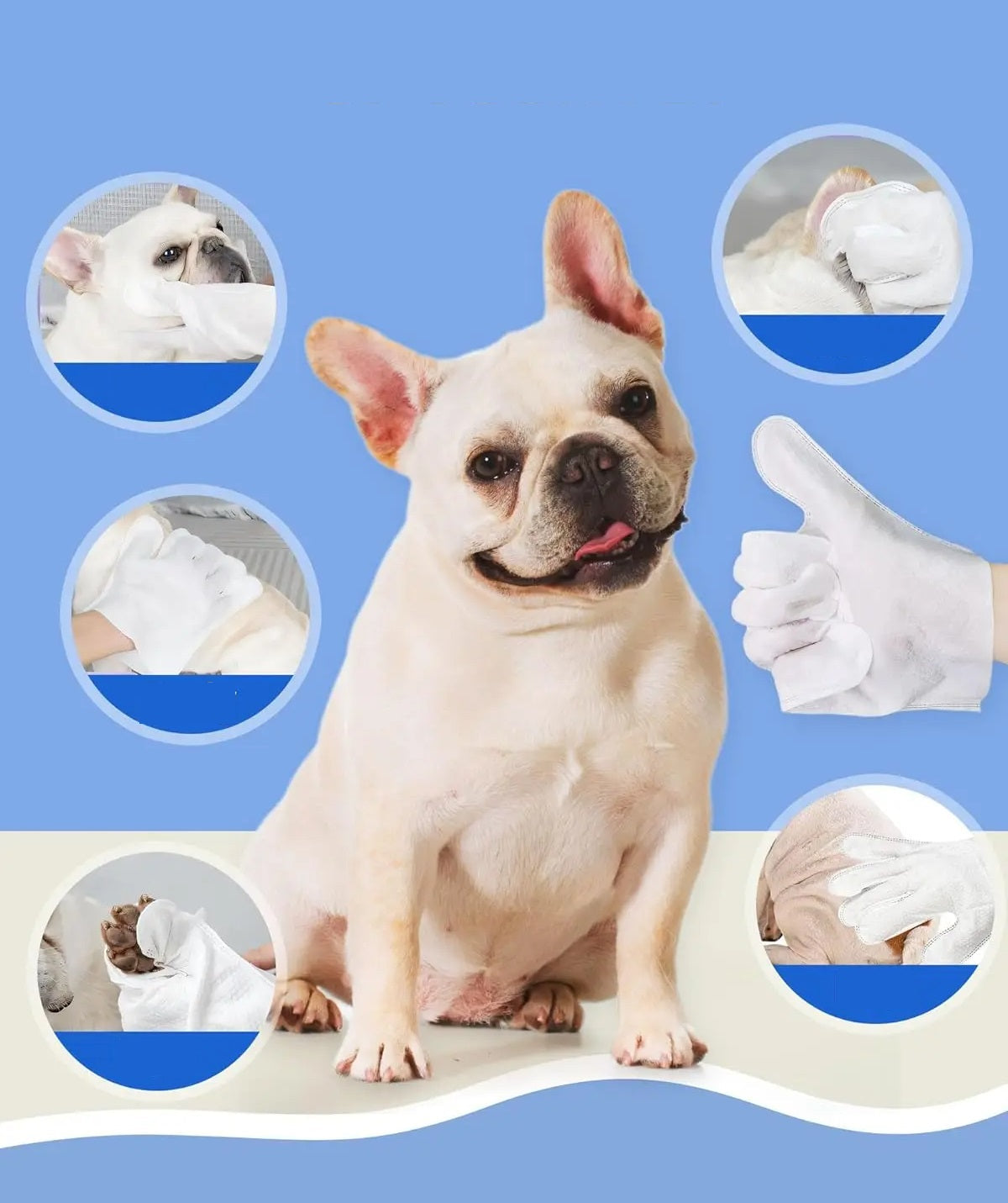 Pet Bath Gloves – Cleaning & Deodorizing Wipes for Dogs and Cats, Perfect Daily Grooming Tool for Pets