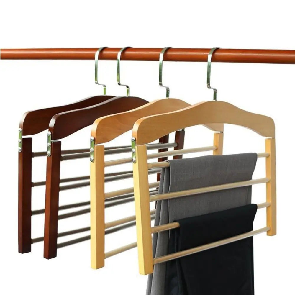 Wooden Multi-Layer Pants Hanger – Rotatable Anti-Slip Closet Organizer for Space-Saving Wardrobe Storage at Home