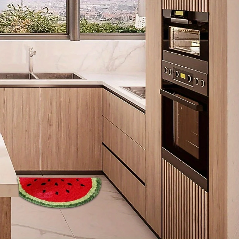 Fruit Pattern Door Rug – Half-Round Absorbent & Non-Slip Rug for Home Decor