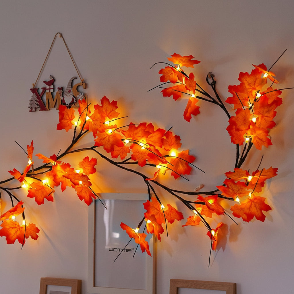 LED Maple Vine Light – Tree Branch Rattan Wall Decor for Christmas, Bedrooms & Warm Aesthetic Home Lighting