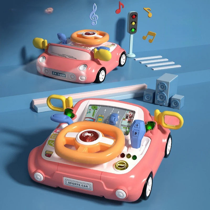 Electric Steering  Kids Driving Simulator Toy - Wheel Copilot Learning Toy for Strollers, Cars and Early Education Fun