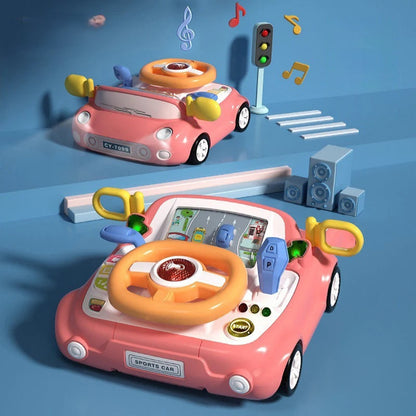 Electric Steering  Kids Driving Simulator Toy - Wheel Copilot Learning Toy for Strollers, Cars and Early Education Fun