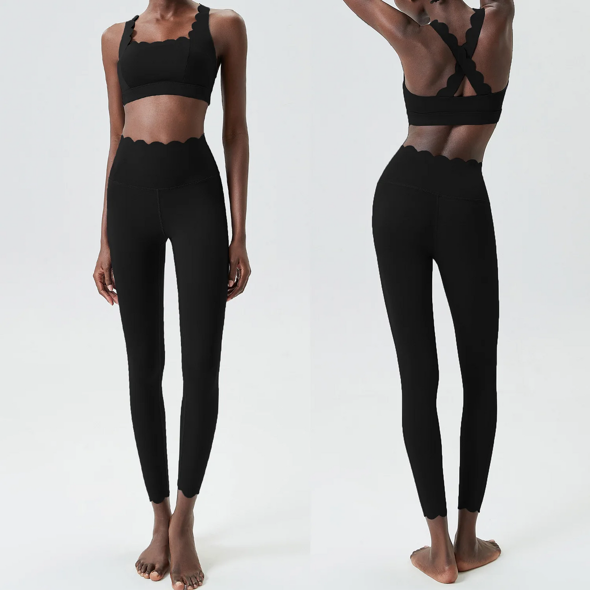 Women’s Solid Color Gym Yoga Set – Breathable Two-Piece Yoga Suit with Stretch Slim Fit Design for Ultimate Comfort and Flexibility
