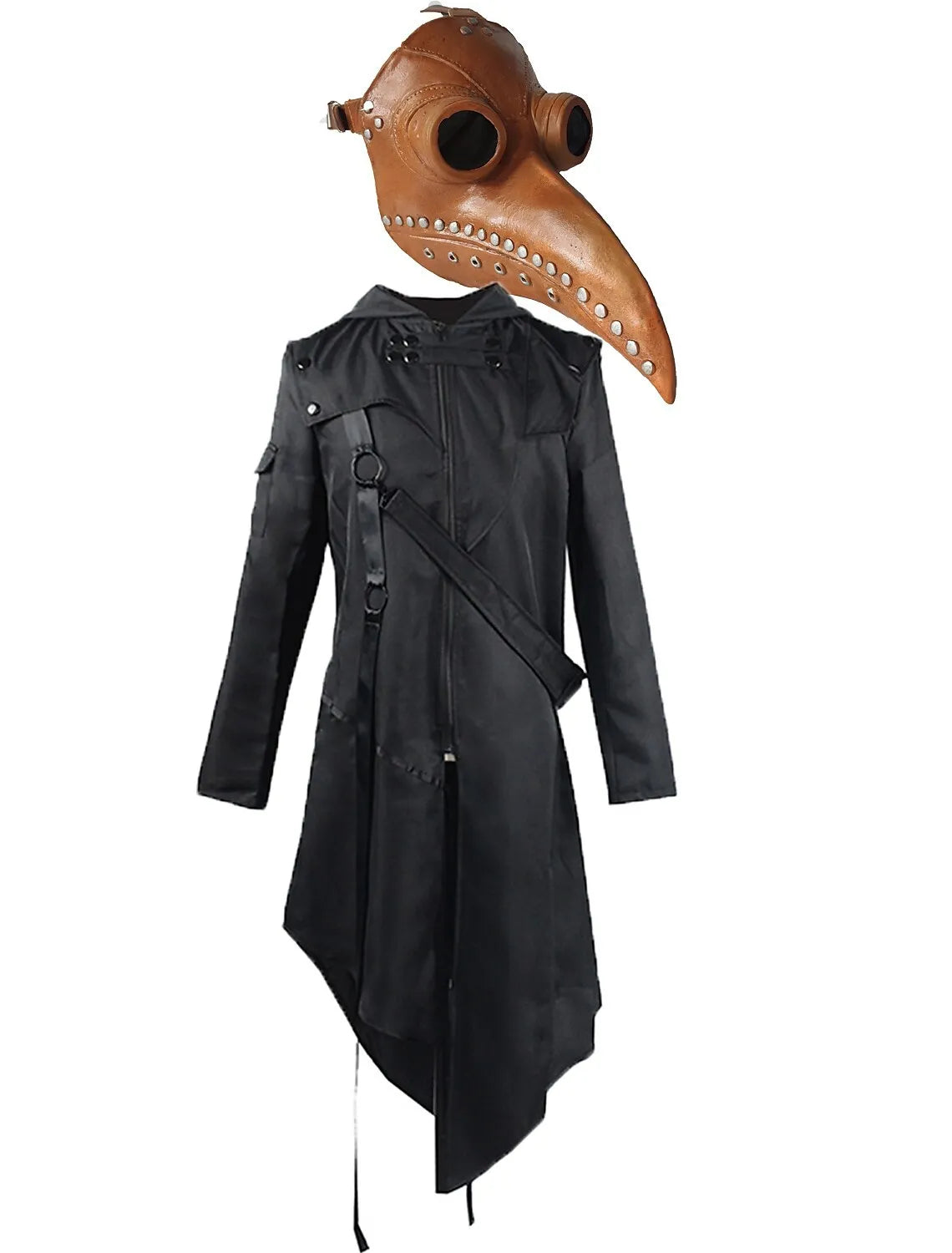 Medieval Steampunk Assassin Pirate Coat – Vintage Gothic Leather Armor Split Jacket Costume for Men Halloween Party and Cosplay Dress-Up