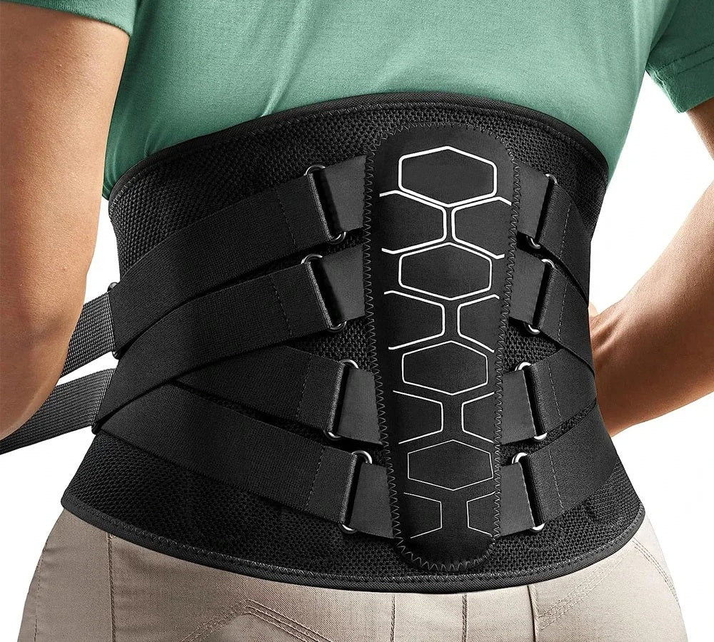 Lumbar Back Support Brace – Ergonomic Spine Design Belt with Adjustable Pull Straps for Men & Women