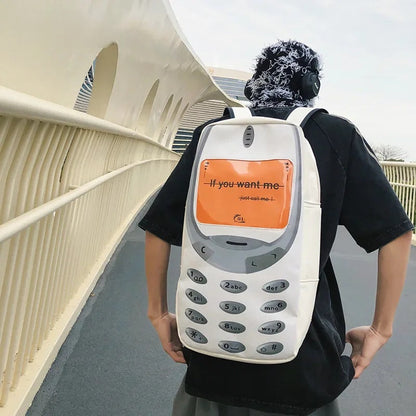 Vintage Telephone Messenger Backpack – Large Capacity Funny Travel and School Bag for Students and Street Style Lovers