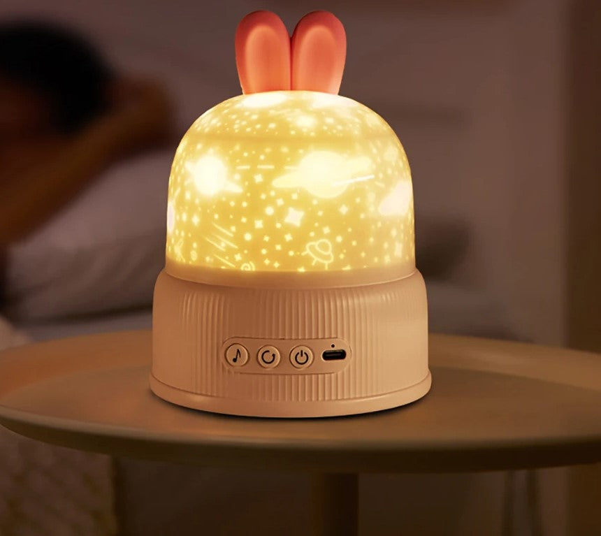 Adorable Rabbit Projector Night Light with Music– Ocean-Themed Sleep Lamp for Kids & Baby Gifts