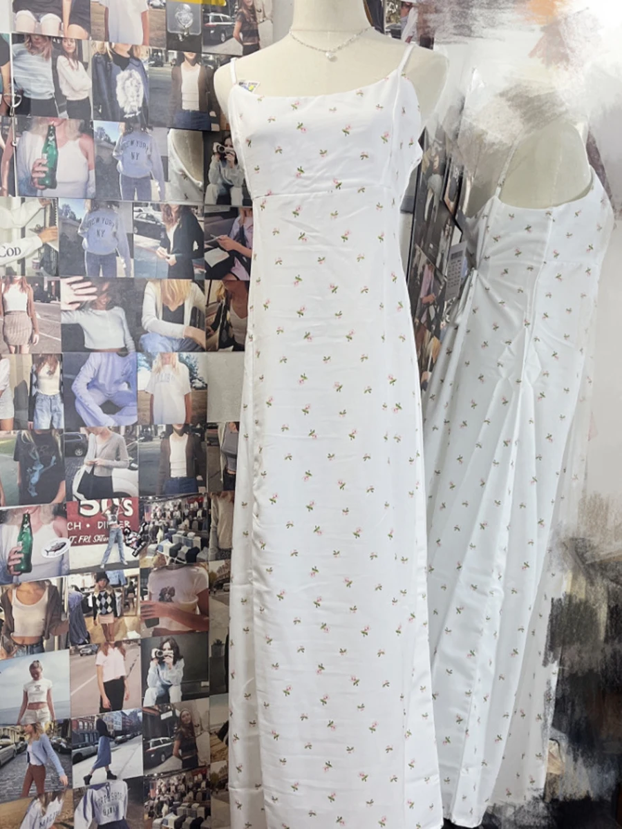 Slim Fit Strapless Sheath Floral Midi Dress – Sweet Y2K Vintage Bodycon for Romantic Summer & Spring Styling