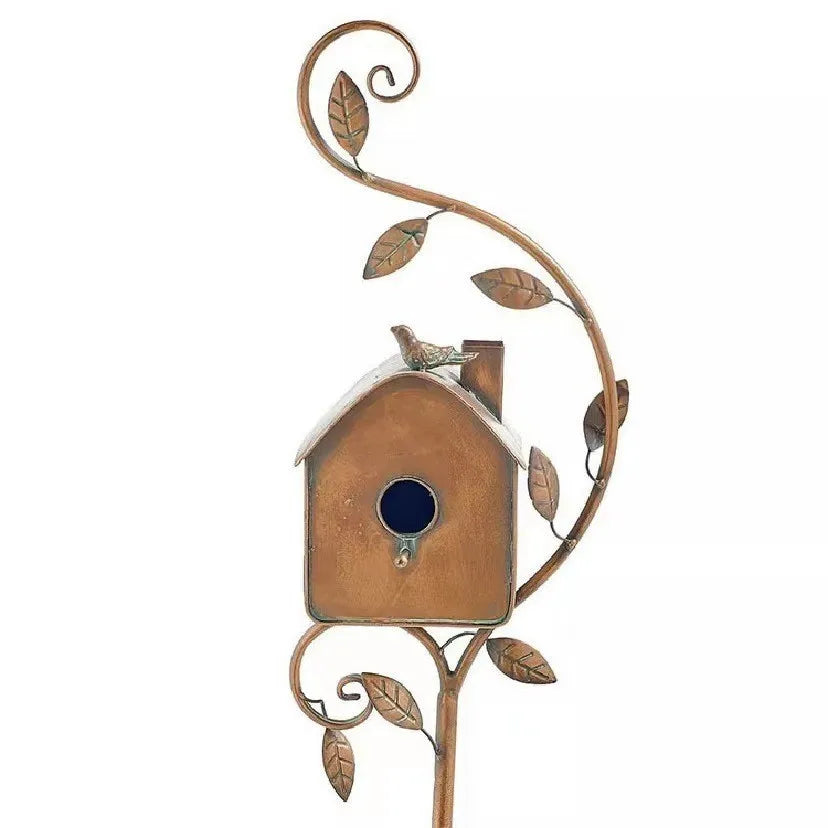Avaiaries Metal Fake Birdhouse Garden Decor – Outdoor Courtyard Birdhouse Sculpture for Garden Landscaping and Decorative Accents